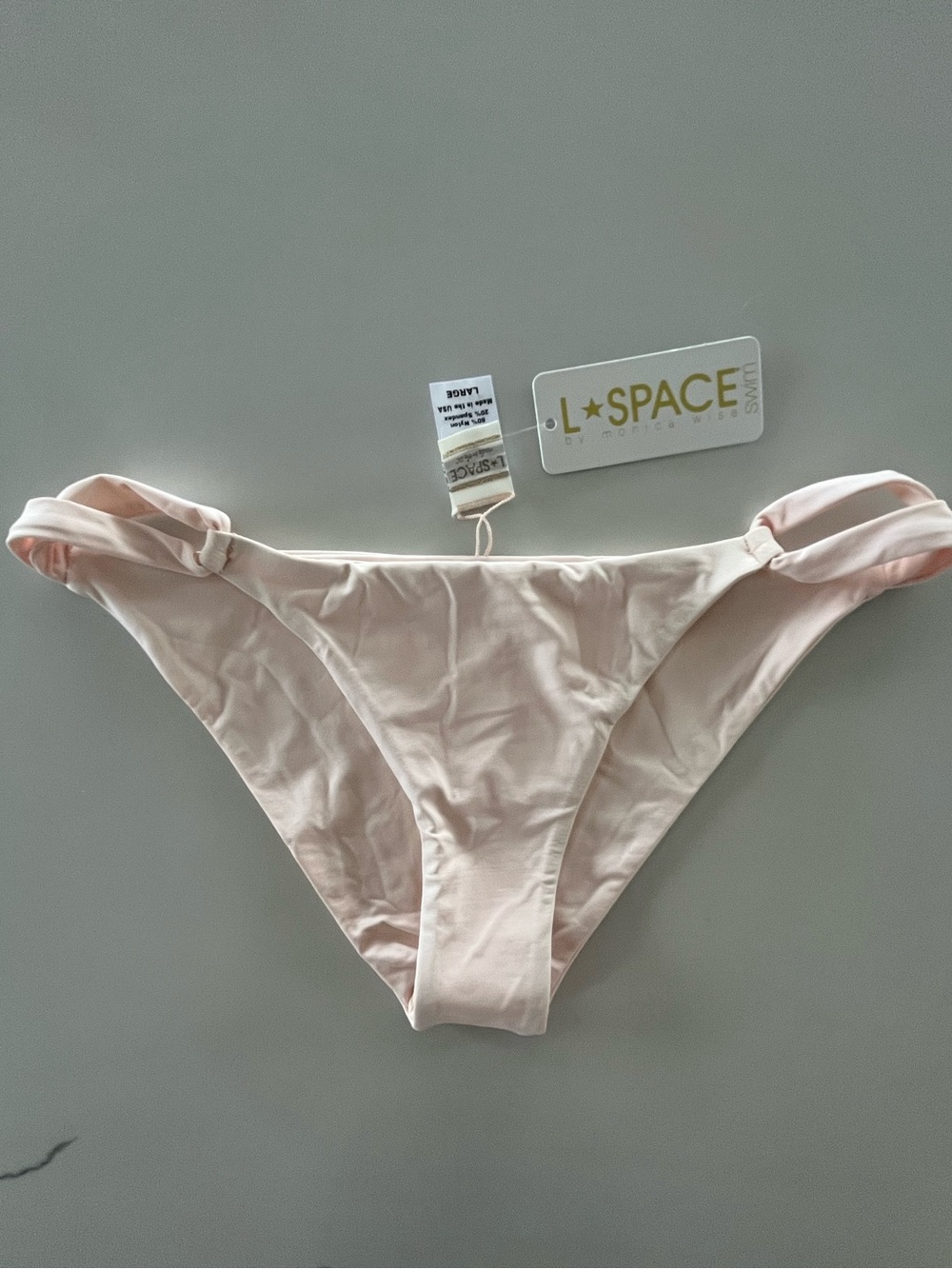 NWT L*SPACE Loop Side Hipster Bikini Bottom Hippie Chic Shell Pink Large
